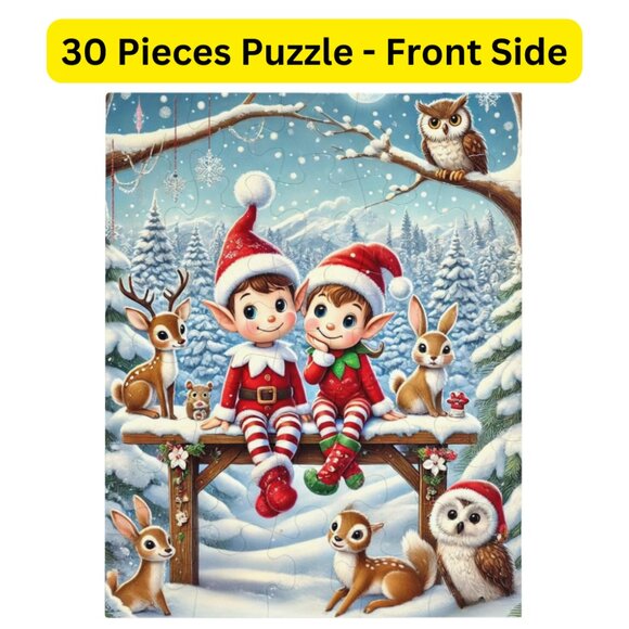 Personalized Elf Letter Double-Sided Jigsaw Puzzle for Kids - Picture 6 of 8